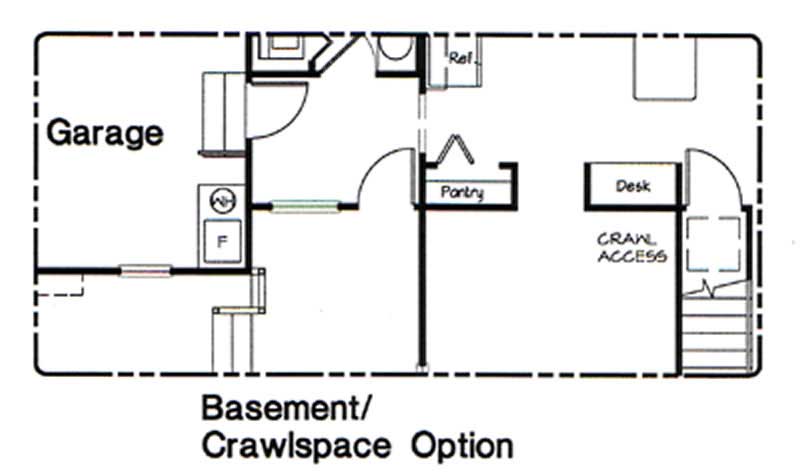 Floor Plan Basement of Cape Cod Plan #131-1119