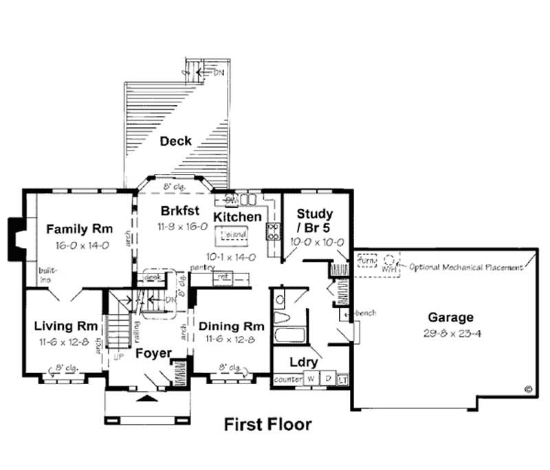 Floor Plan First Story of Colonial Plan #131-1123