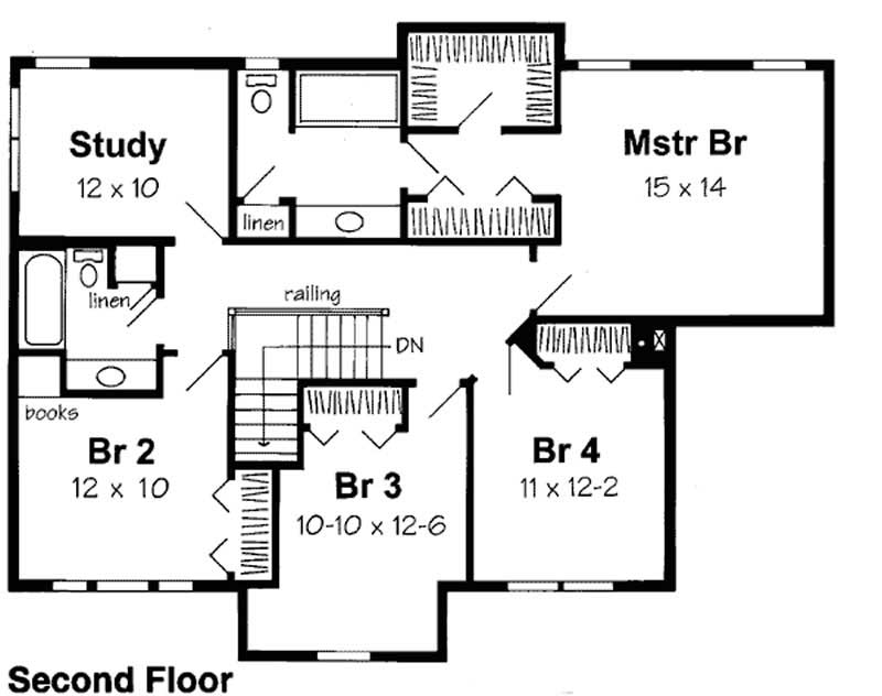 Floor Plan Second Story of Traditional Plan #131-1126