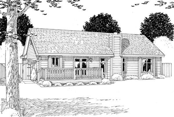 Home Plan Rear Elevation of this 3-Bedroom,1312 Sq Ft Plan -131-1140