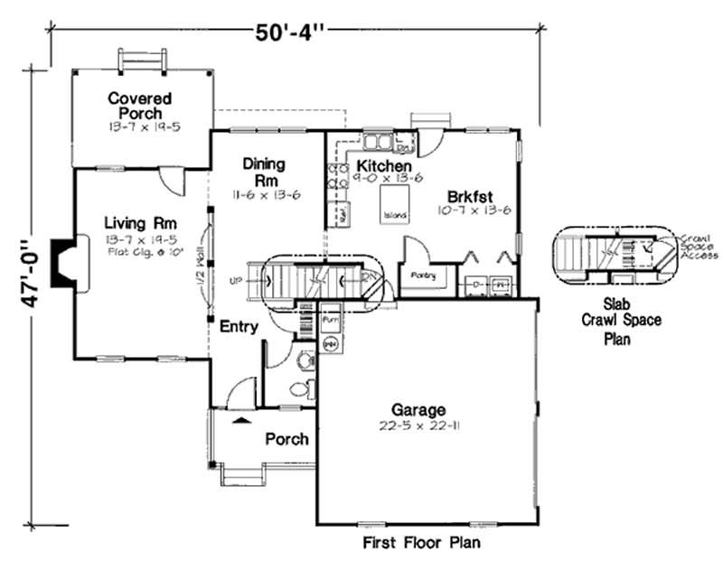 Floor Plan First Story of Country Plan #131-1141