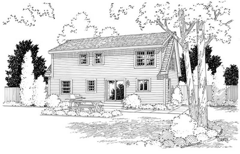 Home Plan Rear Elevation of this 4-Bedroom,1757 Sq Ft Plan -131-1143