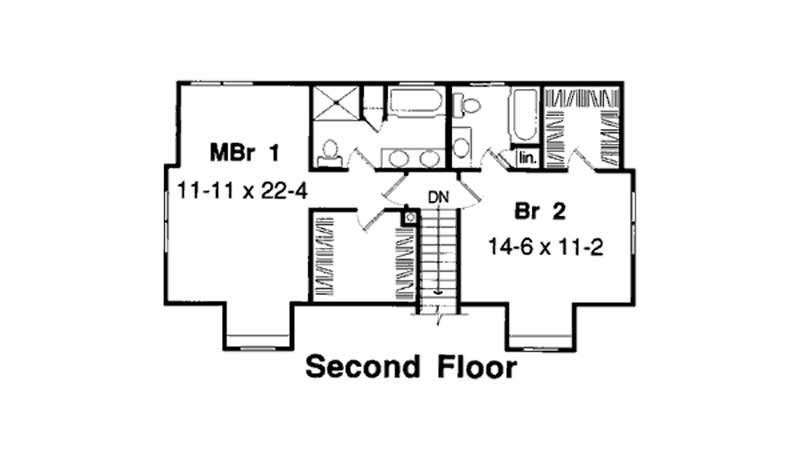 Floor Plan Second Story of Cape Cod Plan #131-1143
