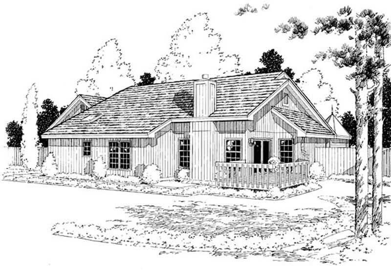 Home Plan Rear Elevation of this 3-Bedroom,1583 Sq Ft Plan -131-1145