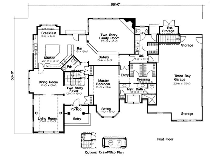 Floor Plan First Story of European Plan #131-1161