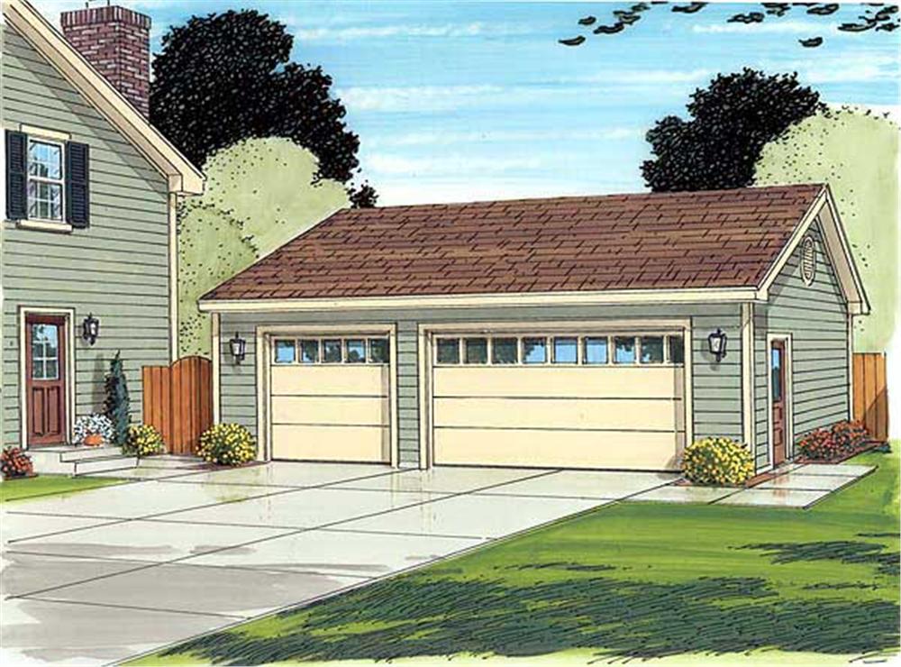 This is an artist's rendering for this garage plan.