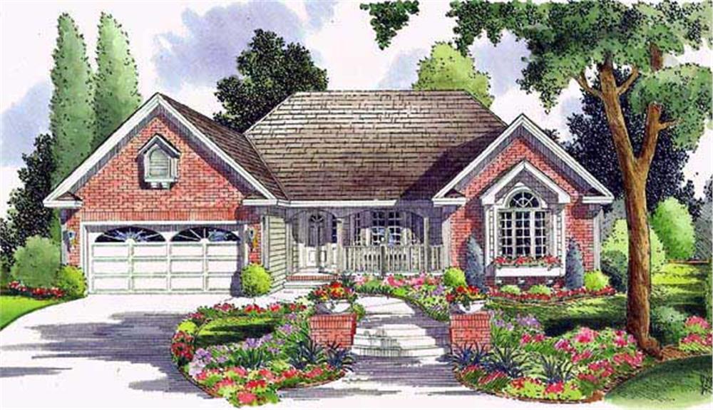 This is the front elevation of these Ranch House Plans.