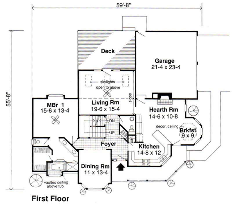 Floor Plan First Story of Farmhouse Plan #131-1177