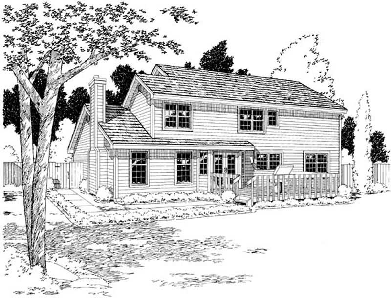 Home Plan Rear Elevation of this 4-Bedroom,2143 Sq Ft Plan -131-1181
