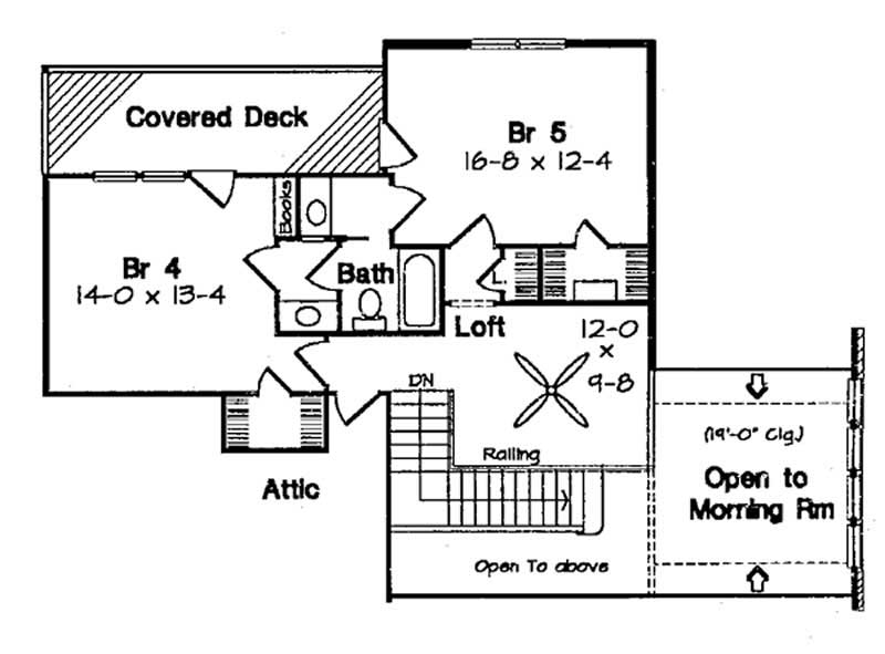 Floor Plan Second Story of European Plan #131-1182