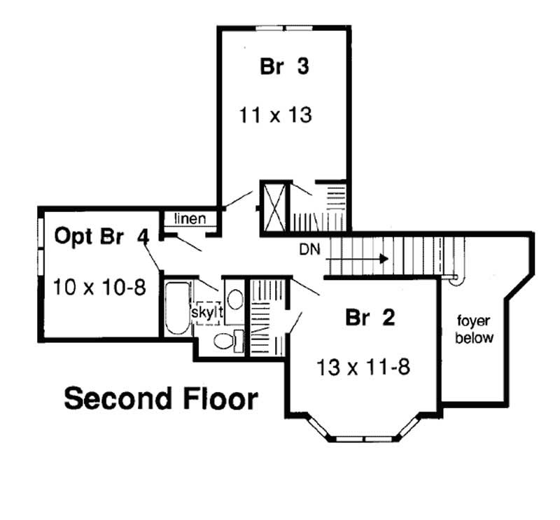 Floor Plan Second Story of European Plan #131-1186
