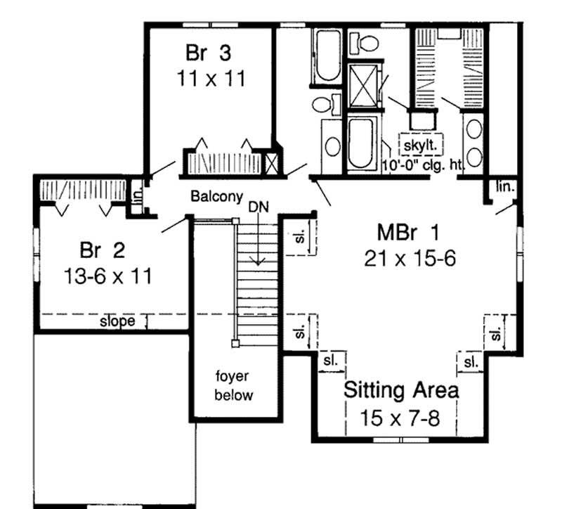 Floor Plan Second Story of Ranch Plan #131-1187