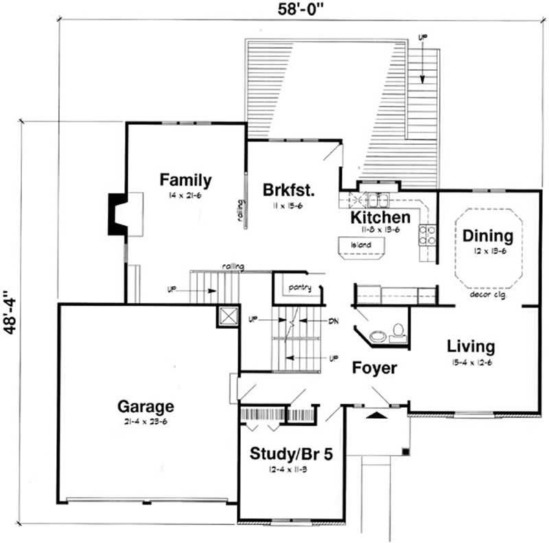 Floor Plan First Story of Traditional Plan #131-1191