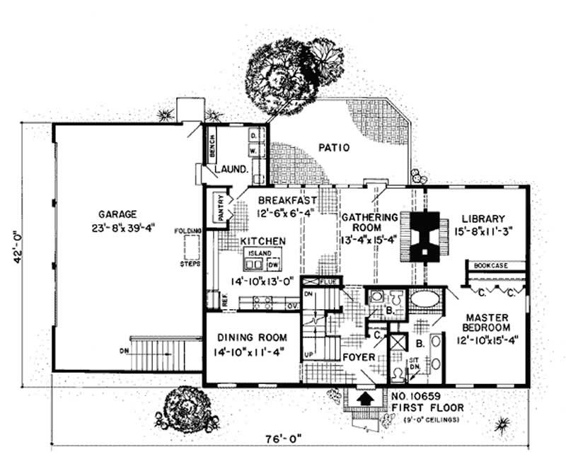 Floor Plan First Story of Traditional Plan #131-1192