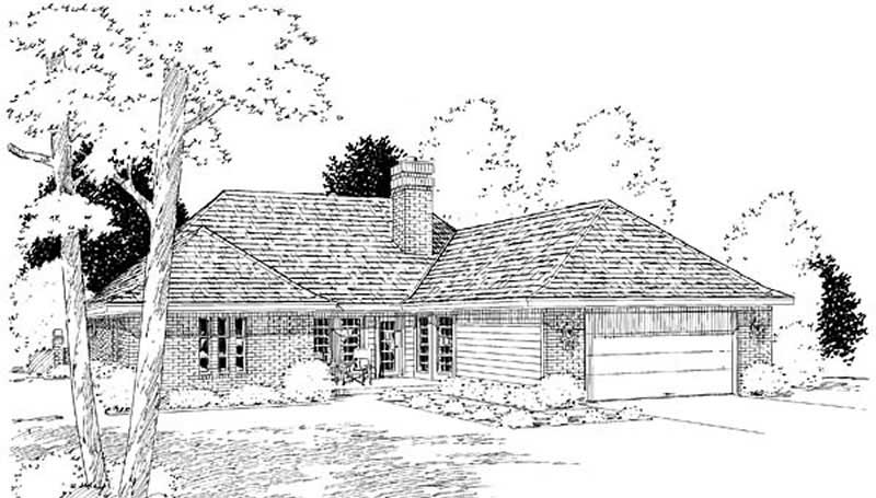 Home Plan Rear Elevation of this 4-Bedroom,2070 Sq Ft Plan -131-1200