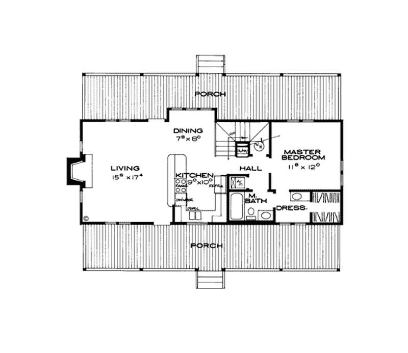 Floor Plan First Story of Country Plan #131-1201