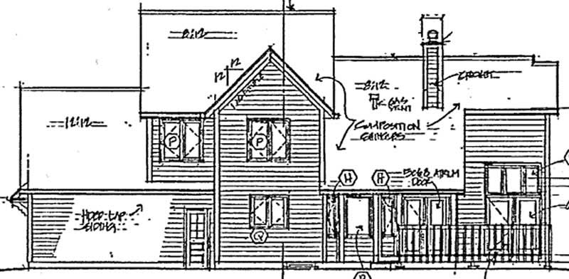 Home Plan Rear Elevation of this 4-Bedroom,2563 Sq Ft Plan -131-1207