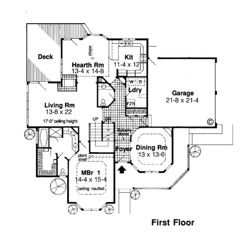 Floor Plan First Story of Farmhouse Plan #131-1207