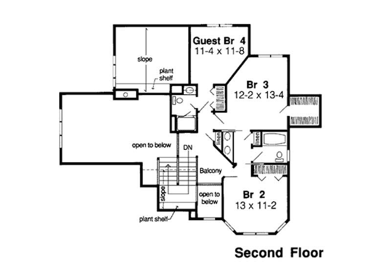 Floor Plan Second Story of Farmhouse Plan #131-1207