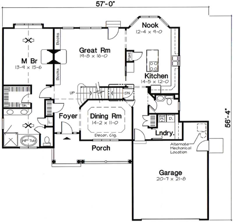 Floor Plan First Story of Colonial Plan #131-1210