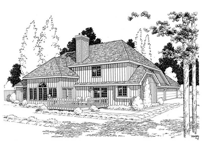 Home Plan Rear Elevation of this 4-Bedroom,3131 Sq Ft Plan -131-1214