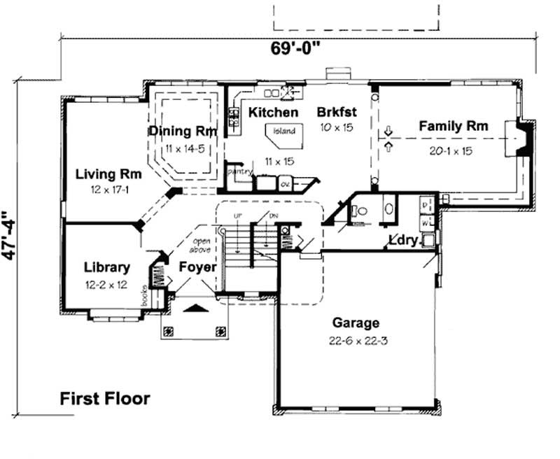 Floor Plan First Story of Colonial Plan #131-1218
