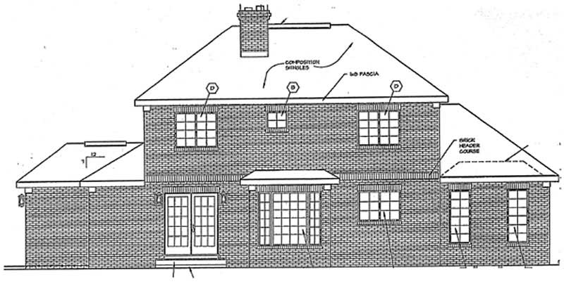 Home Plan Rear Elevation of this 4-Bedroom,2439 Sq Ft Plan -131-1223