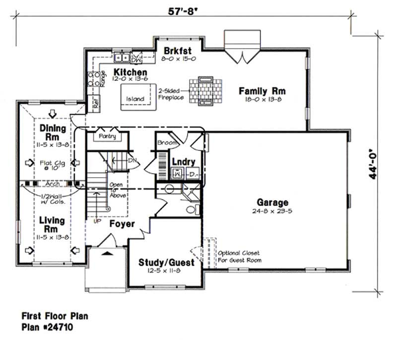 Floor Plan Basement of Colonial Plan #131-1223