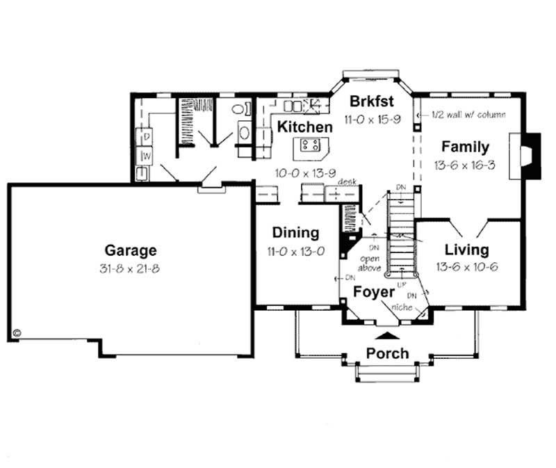 Floor Plan First Story of Country Plan #131-1224