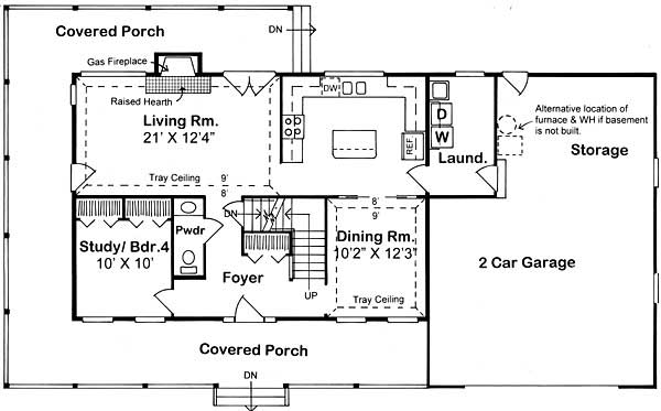 Floor Plan First Story of Coastal Plan #131-1226