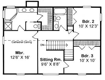 Floor Plan Second Story of Coastal Plan #131-1226