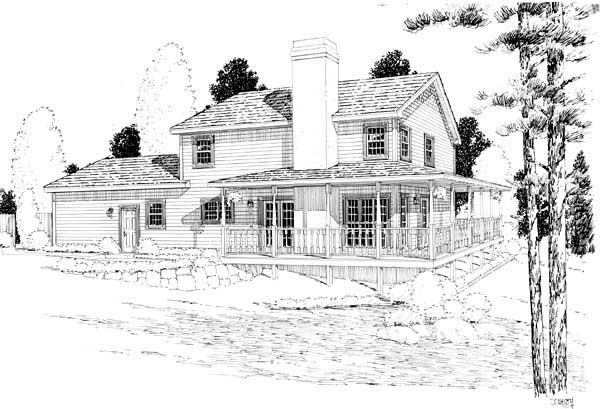 Home Plan Rear Elevation of this 3-Bedroom,2033 Sq Ft Plan -131-1226