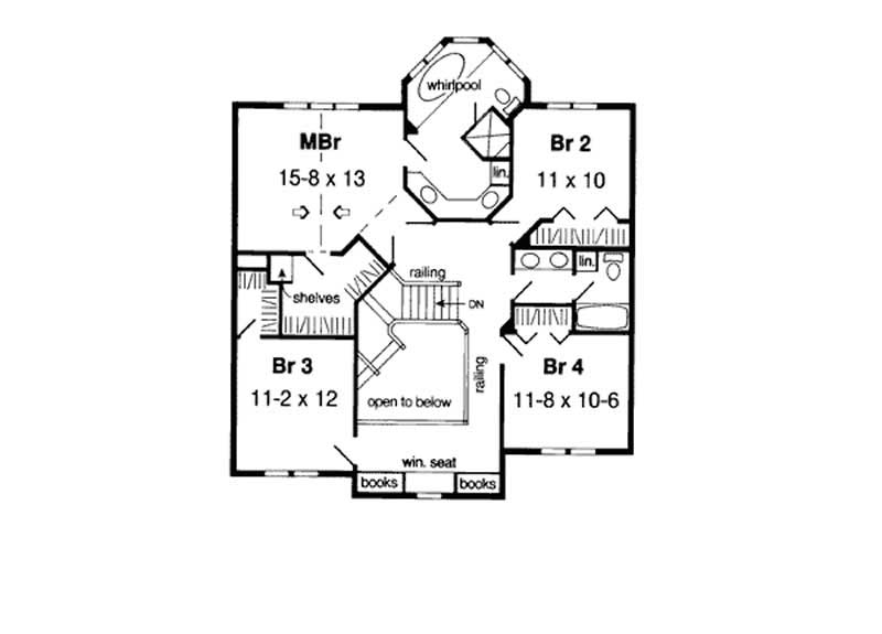 Floor Plan Second Story of Traditional Plan #131-1231
