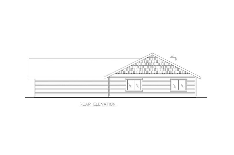 Home Plan Rear Elevation of this 2-Bedroom,1352 Sq Ft Plan -132-1047