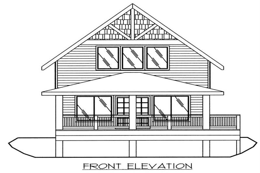 This image shows the front elevation of the home plan.