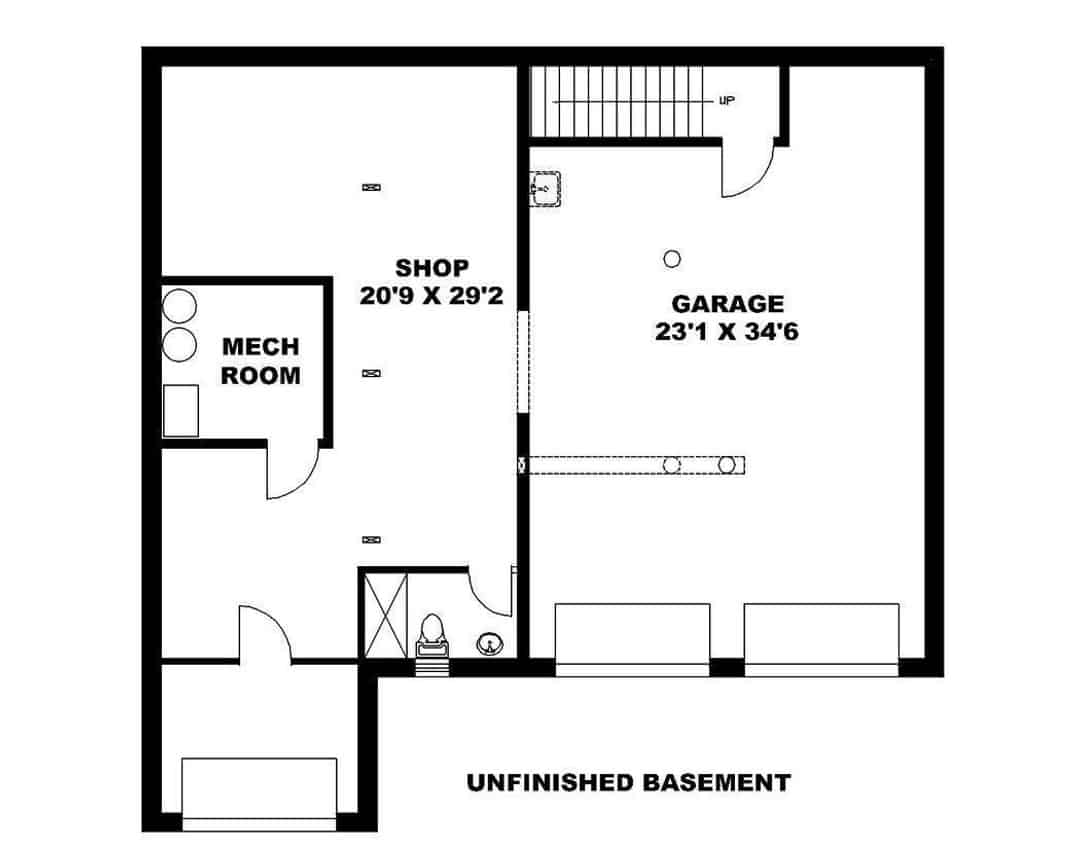 Basement of Log Cabin Plan #132-1144