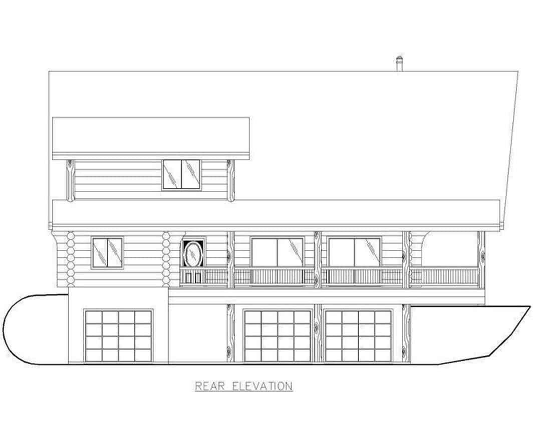 Home Plan Rear Elevation of this 3-Bedroom,2696 Sq Ft Plan -132-1144