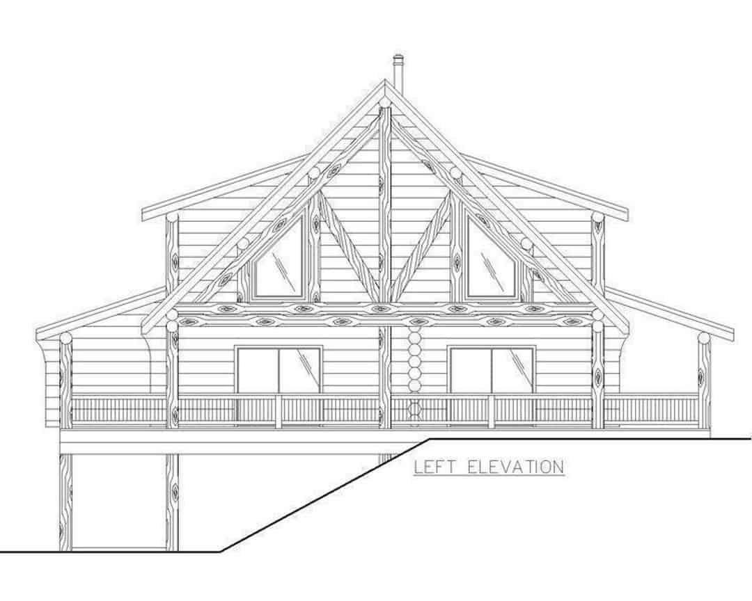 Home Plan Left Elevation of this 3-Bedroom,2696 Sq Ft Plan -132-1144