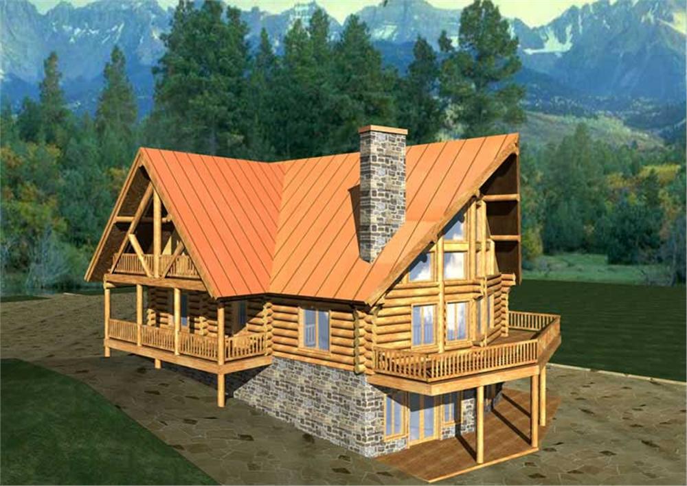 Front Elevation of this Log Cabin House (#132-1179) at The Plan Collection.