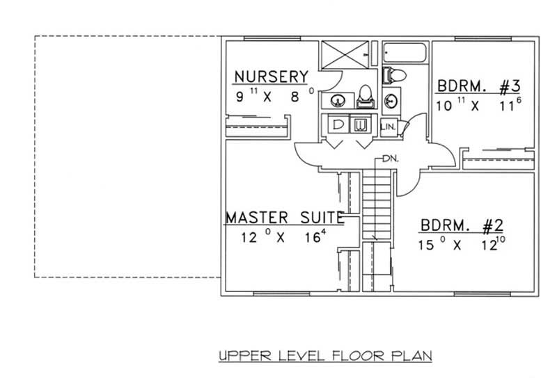 Floor Plan Second Story of Ranch Plan #132-1180