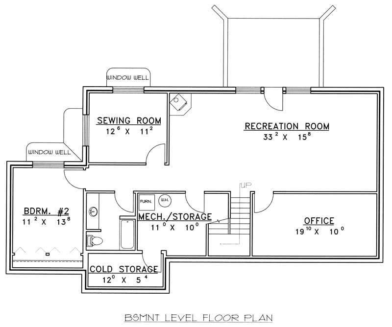 Floor Plan Basement of Country Plan #132-1181