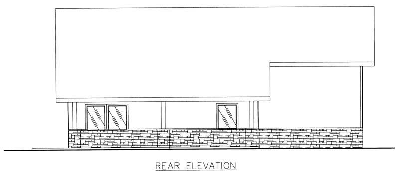 Home Plan Rear Elevation of this 2-Bedroom,2051 Sq Ft Plan -132-1186