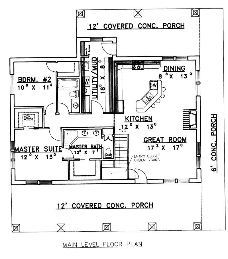 Floor Plan First Story of Country Plan #132-1186