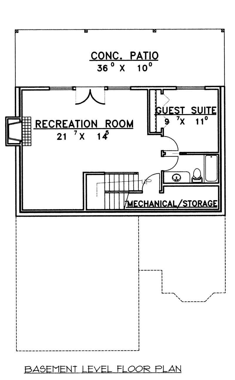 Floor Plan Basement of Log Cabin Plan #132-1190
