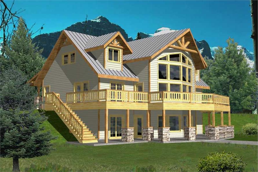 Home Plan Rear Elevation of this 3-Bedroom,2281 Sq Ft Plan -132-1193