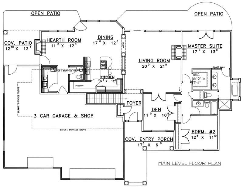 Floor Plan First Story of Ranch Plan #132-1194