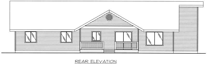 Home Plan Rear Elevation of this 3-Bedroom,1740 Sq Ft Plan -132-1203