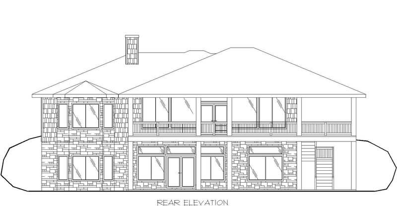 Home Plan Rear Elevation of this 3-Bedroom,3798 Sq Ft Plan -132-1207