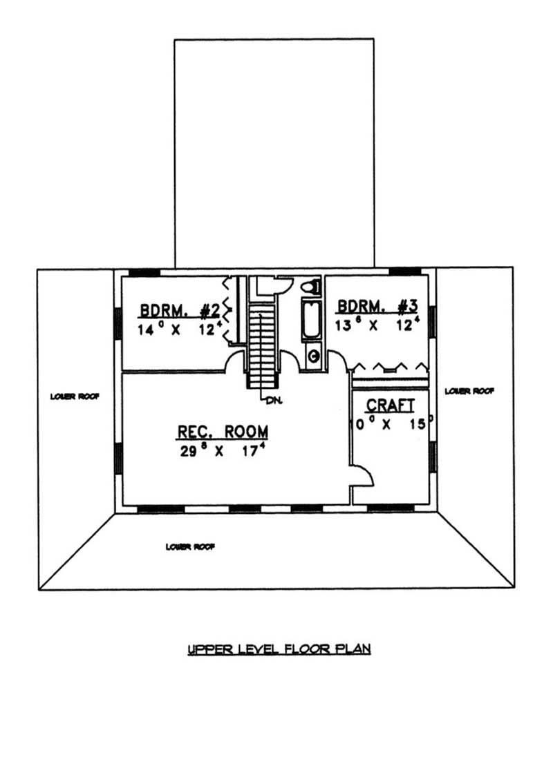 Floor Plan Second Story of Ranch Plan #132-1210