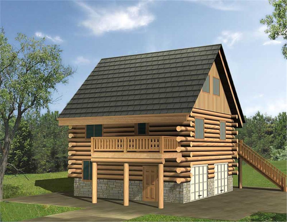 Front Elevation of this Log Cabin House (#132-1223) at The Plan Collection.